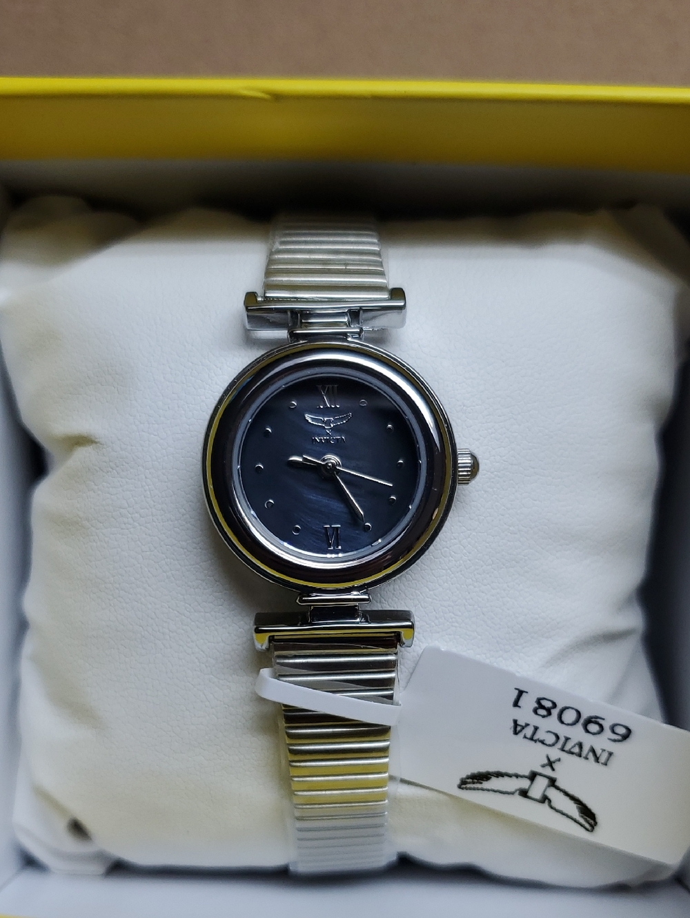 Invicta Silver Bracelet Watch with Black Dial